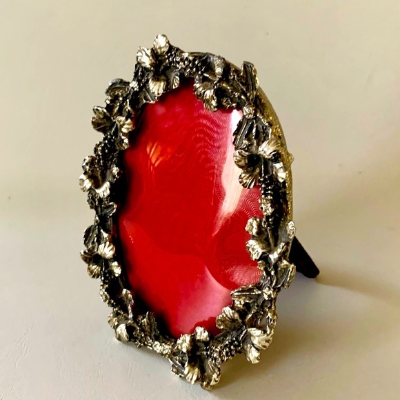 Vintage Oval Gold Metal Hibiscus Flower Frame 3.5/4.5 Inch - Picture 11 of 11